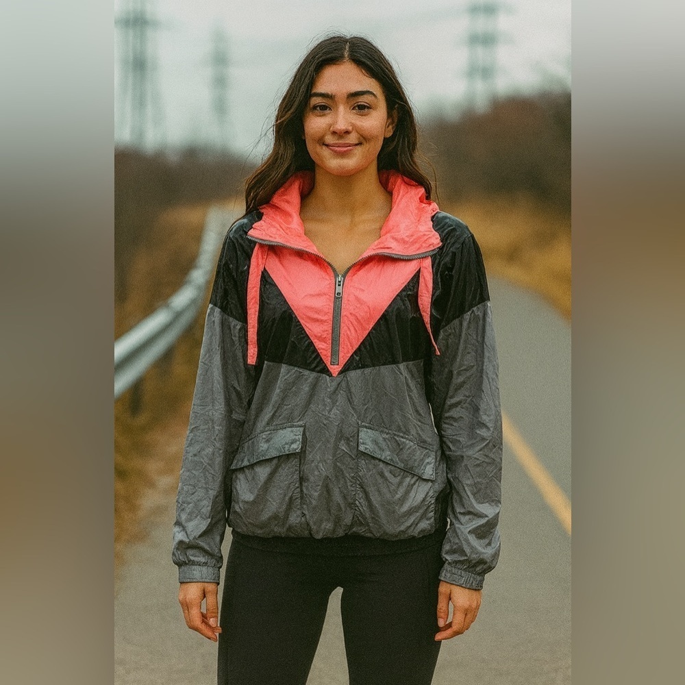 Aritzia TNA hooded windbreaker pullover raincoat
